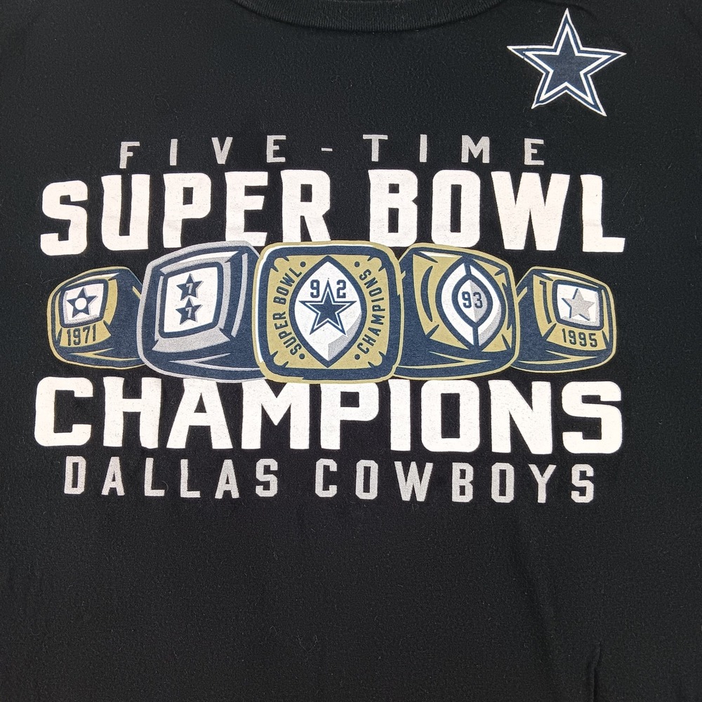 Dallas Cowboys Super Bowl Champions T-Shirt Mens 3XL Black Gildan Softstyle NFL